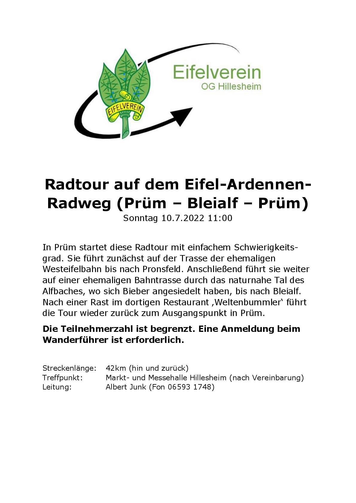 2022 Radtour auf dem Eifel Ardennen Radweg 001